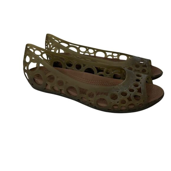 Crocs Brown Flats 8 Intricate circle Cut-Out Design - Picture 1 of 7